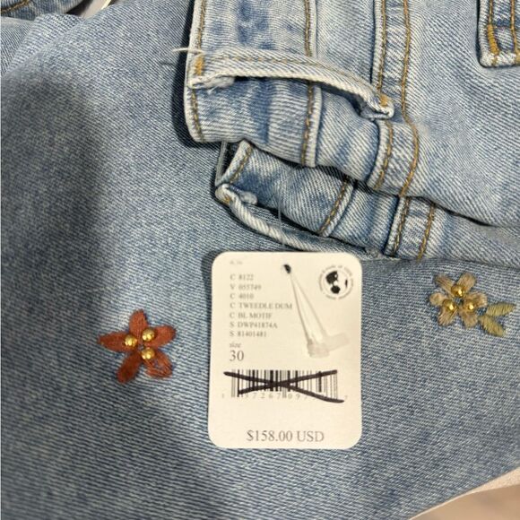 FREE PEOPLE BY DRIFTWOOD FARRAH FLARE TWEEEDLE DUM SLIT JEANS NWT - Picture 6 of 11